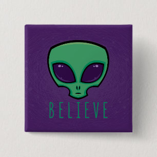 Believe Alien Head Button