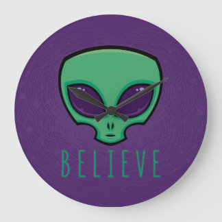 Believe Alien Head Large Clock