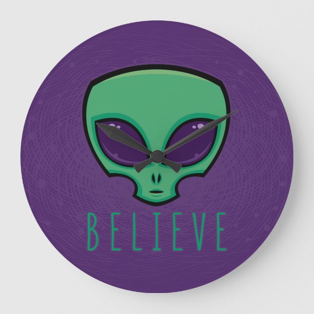 Believe Alien Head Large Clock (Front)