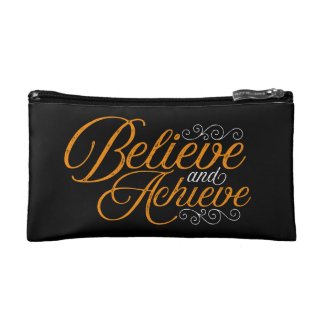 Believe and Achieve Black Cosmetic Bag