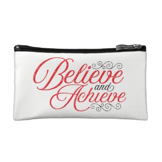 Believe and Achieve White Cosmetic Bag