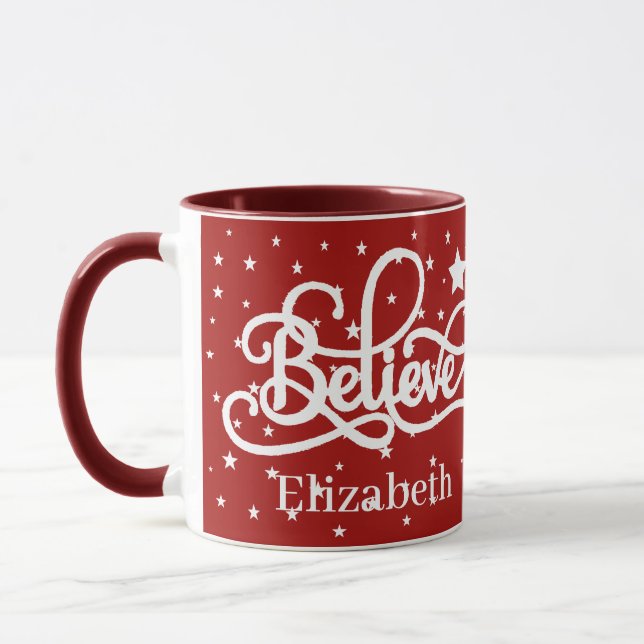 Believe and stars personalized mug (Left)