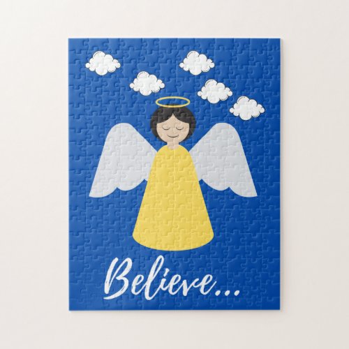 Believe Angel in the blue sky with clouds Jigsaw Puzzle