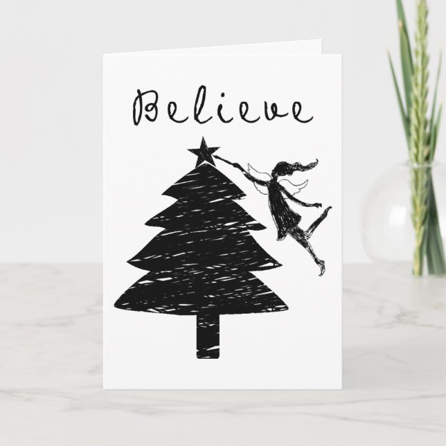Believe Art Fairy Christmas Holiday Card (Front)
