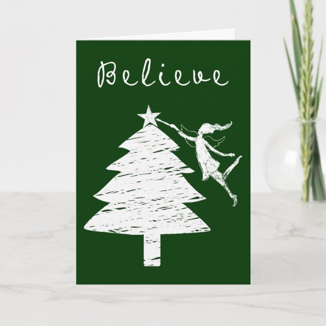 Believe Art Fairy Christmas Holiday Card (Front)