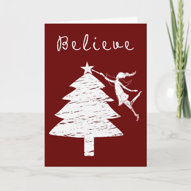 Believe Art Fairy Christmas Holiday Card (Front)