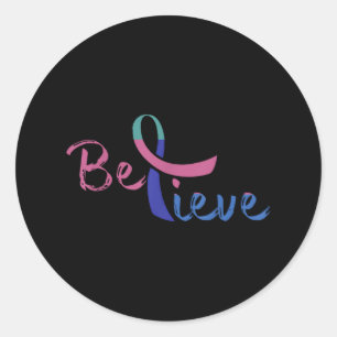 Believe Awareness Ribbon Suicide Prevention &amp;  Classic Round Sticker