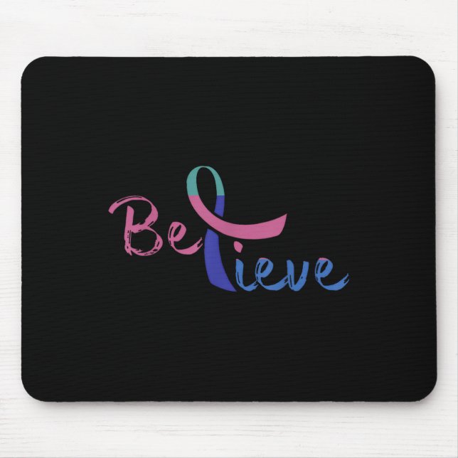 Believe Awareness Ribbon Suicide Prevention &amp;  Mouse Pad (Front)