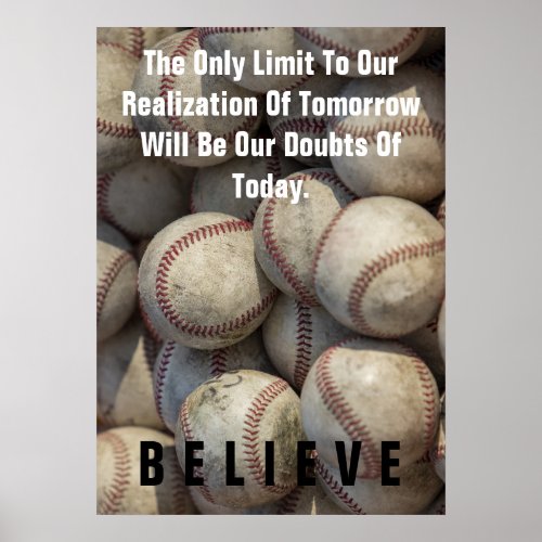 Believe Baseball Inspirational Motivational Poster