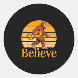 Believe bigfoot leukemia cancer awareness classic round sticker