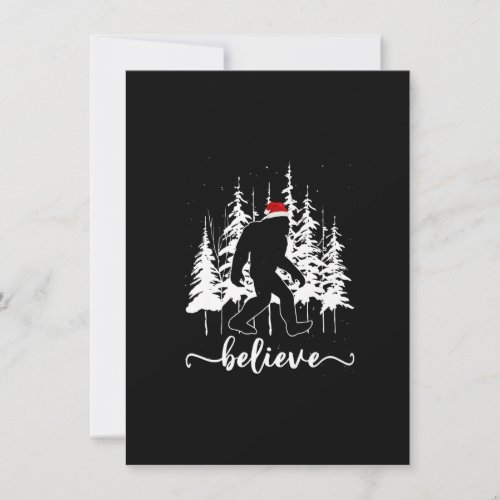 Believe Bigfoot Light Santa Squatch Christmas Tree Invitation