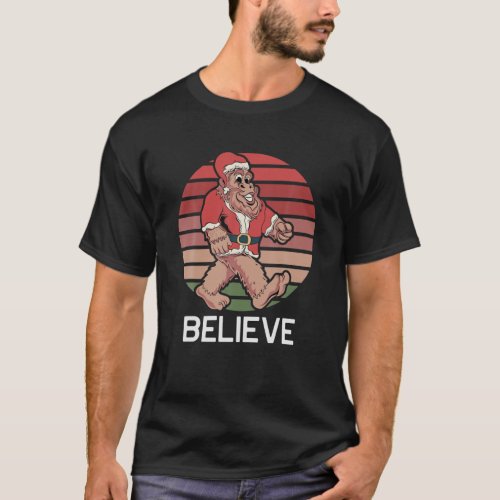 Believe Bigfoot Santa Claus Christmas Tree Funny S T_Shirt