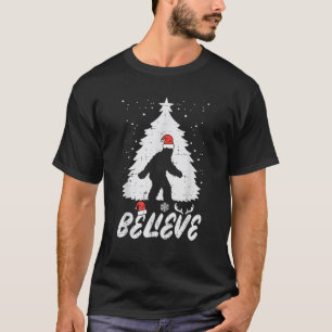 Believe Bigfoot Sasquatch Funny Christmas Men Kids T-Shirt
