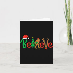 Believe Bigfoot Sasquatch Santa Reindeer Christmas Card