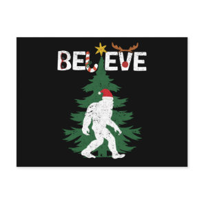 Believe Bigfoot Sasquatch Yeti Christmas Hat Postcard