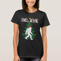 Believe Bigfoot Sasquatch Yeti Christmas Hat T-Shirt