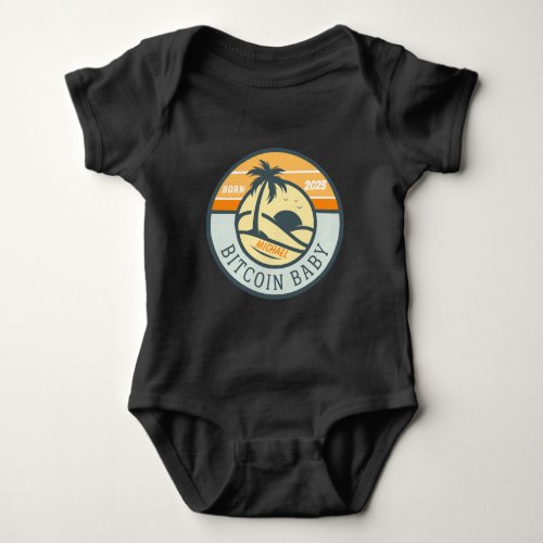 BELIEVE Bitcoin baby with name and birth date Baby Bodysuit