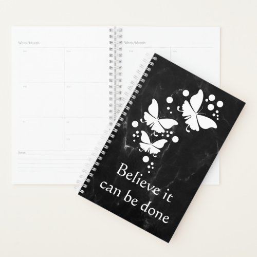 Believe Black Marble Butterfly uplifting Planner