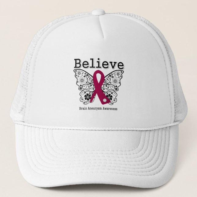Believe Brain Aneurysm Awareness Trucker Hat (Front)