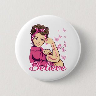 Believe Breast Cancer Warrior T-Shirt Womens Button