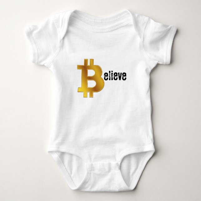 BELIEVE BTC crypto golden gift bitcoin Baby Bodysuit (Front)