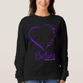 Believe Butterfly Heart Alzheimers Awareness Survi Sweatshirt