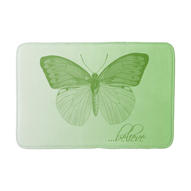 Believe Butterfly Lime Bath Mat (Front)