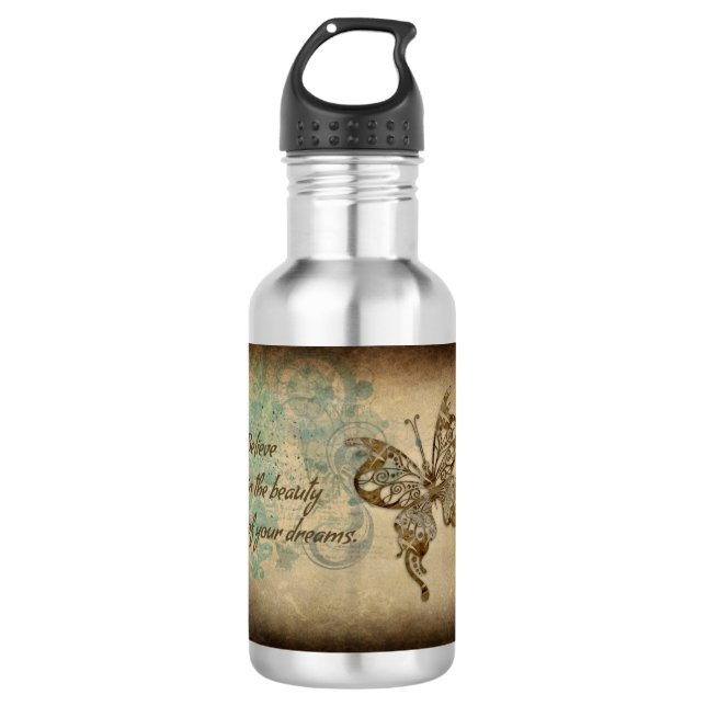 Believe Butterfly Stainless Steel Water Bottle (Front)