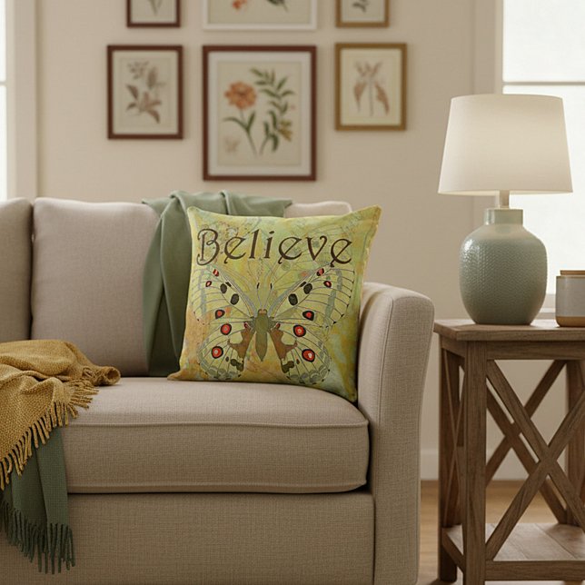 Believe butterfly throw pillow (Creator Uploaded)