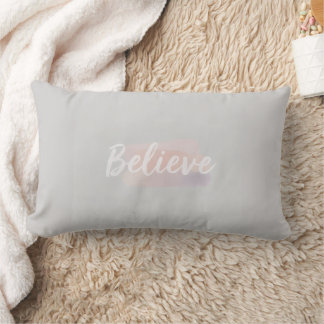 Believe calligraphic text lumbar pillow