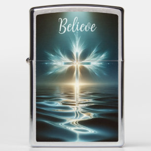 Believe - Calm Waters and Cross Zippo Lighter