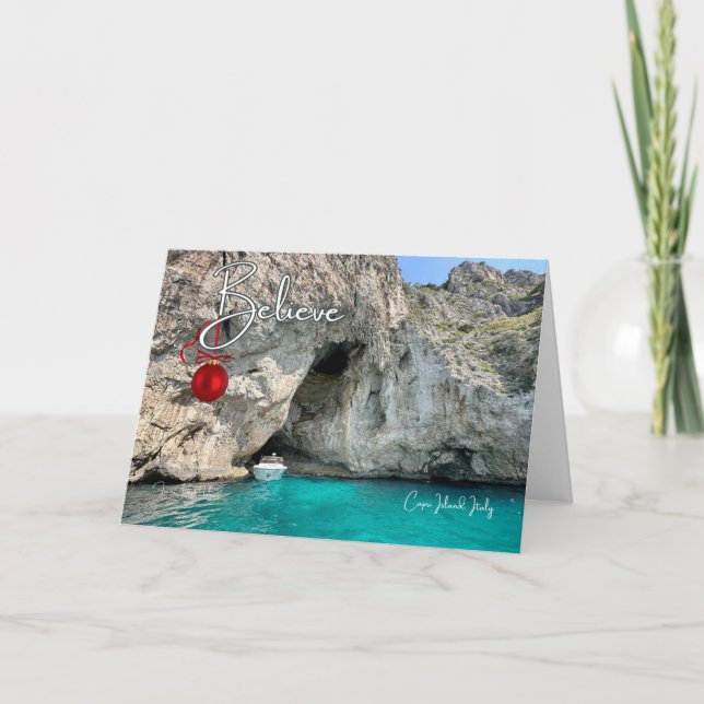 Believe Capri Island Italy Christmas Holiday Card (Front)