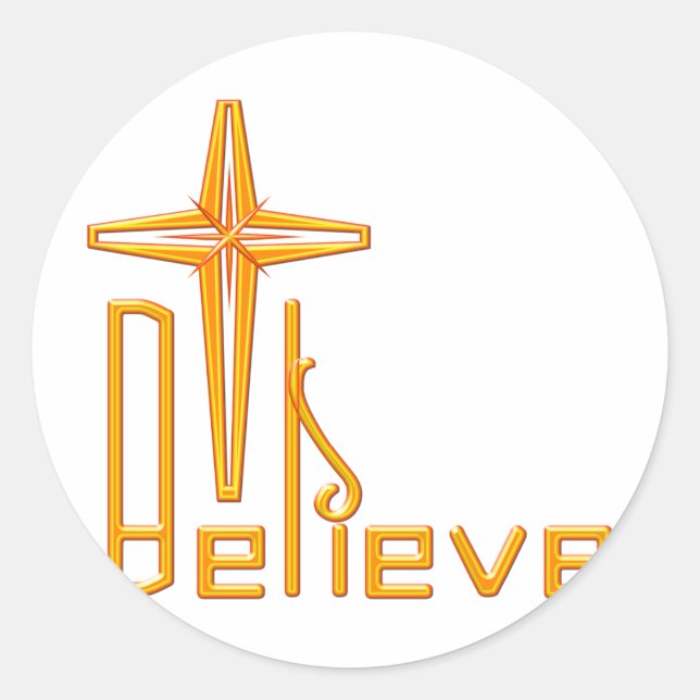 Believe Christian Classic Round Sticker (Front)
