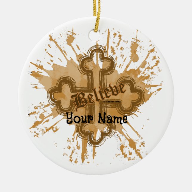 Believe Christian Cross Ornament  (Front)