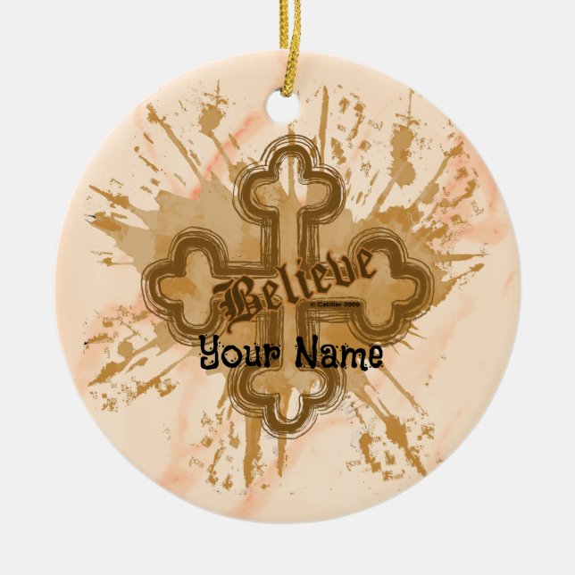 Believe Christian Cross Ornament (Front)