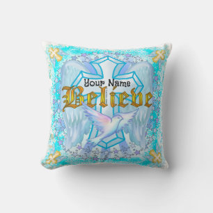 Believe Christian Cross Throw Pillow