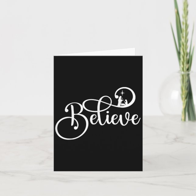 Believe Christian Jesus Christmas Xmas Family Pama Card (Front)
