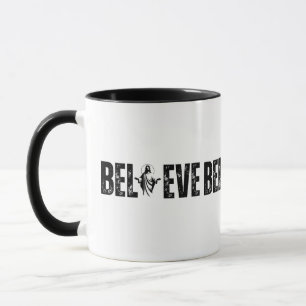 BELIEVE Christian Silhouette Open With Faith Mug