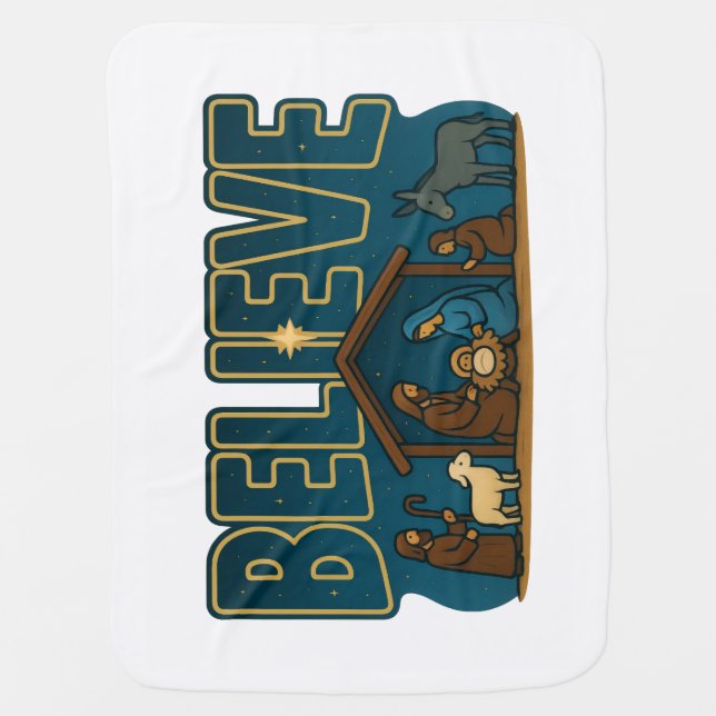 Believe Christmas Baby Blanket (Front)
