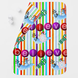 Believe Christmas Baby Blankets, Snowman Baby Blanket