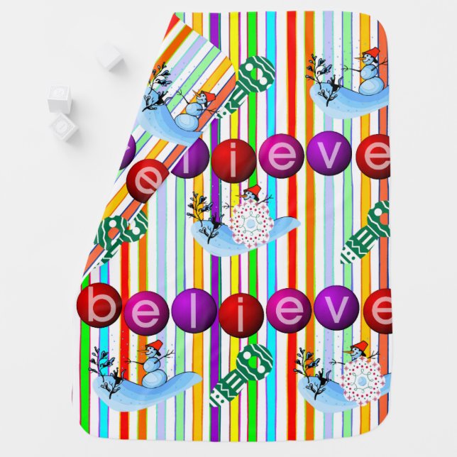 Believe Christmas Baby Blankets, Snowman Baby Blanket (In Situ)