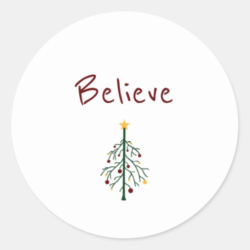 Believe Christmas   Classic Round Sticker