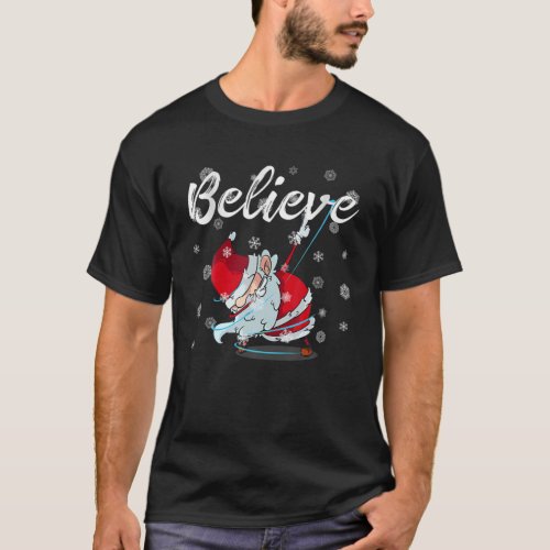 Believe Christmas Dabbing Santa Claus T_Shirt