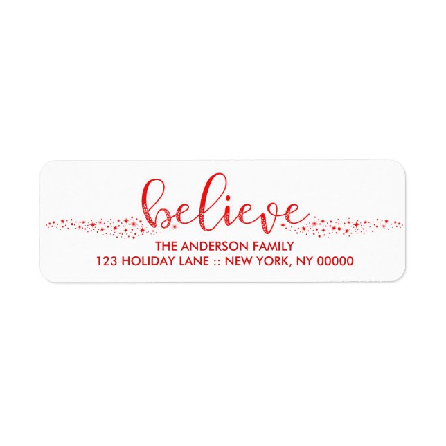 Believe Christmas Hand Lettered Script Label (Front)
