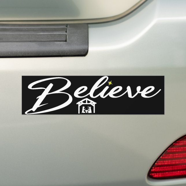 Believe Christmas Jesus Joy Nativity Bumper Sticker (On Car)