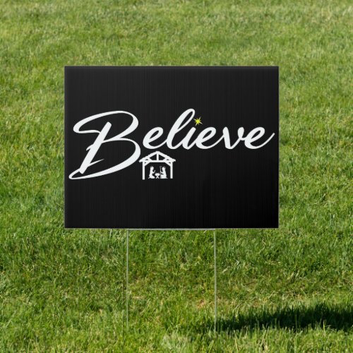 Believe Christmas Jesus Joy Nativity Sign