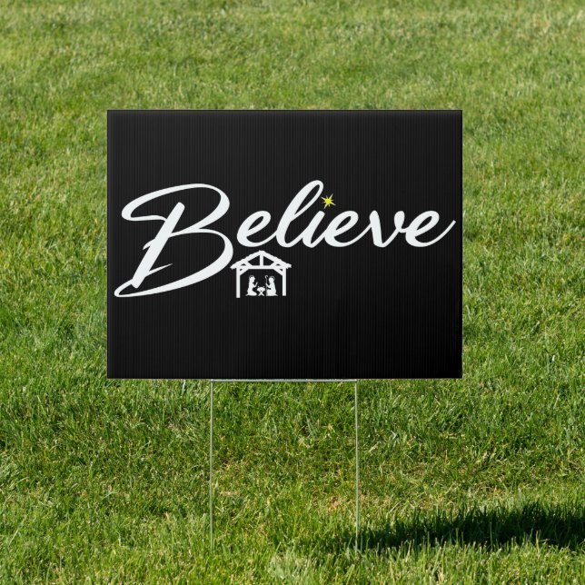 Believe Christmas Jesus Joy Nativity Sign (Insitu)