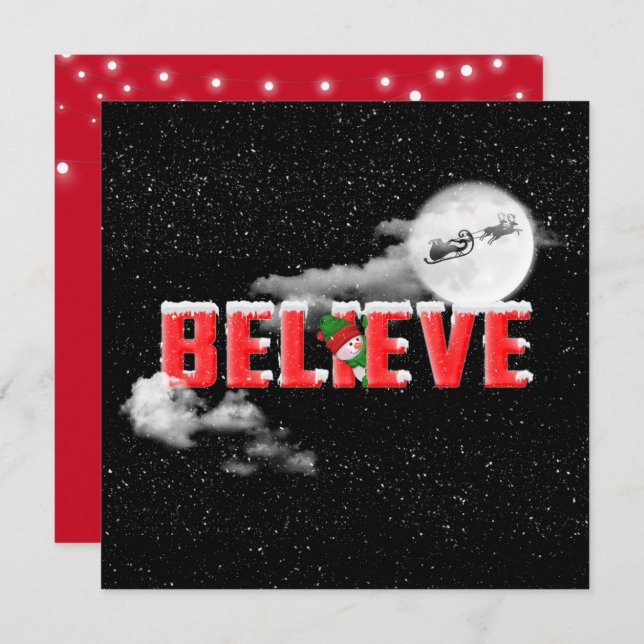 BELIEVE Christmas message with moon Card (Front/Back)