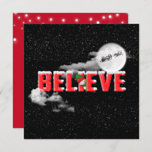 BELIEVE Christmas message with moon Card