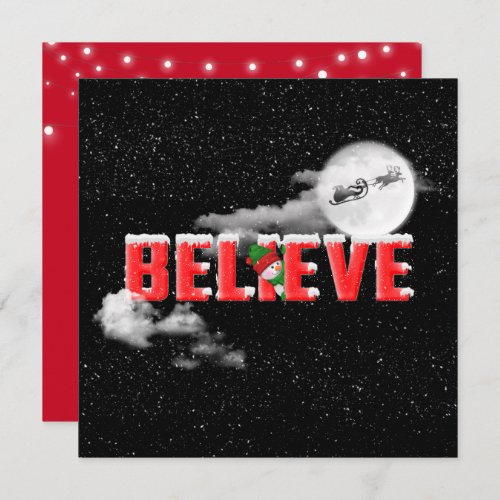 BELIEVE Christmas message with moon Card